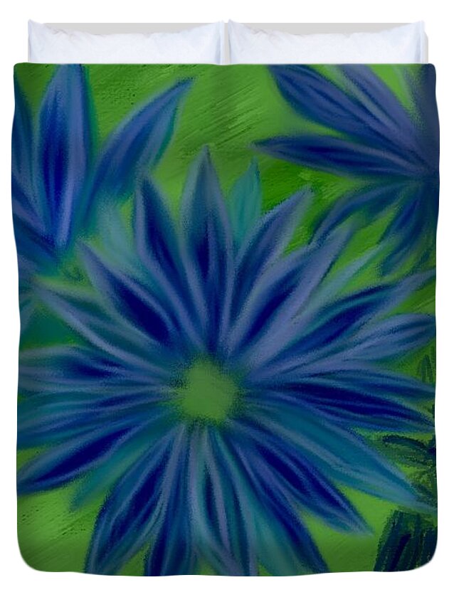 Buy Artwork Duvet Cover featuring the digital art Blue Flower by Jodi Eaton