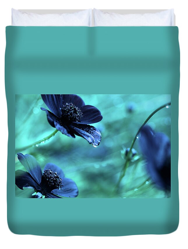 Outdoors Duvet Cover featuring the photograph Blue Flowers by Kelly Bowden