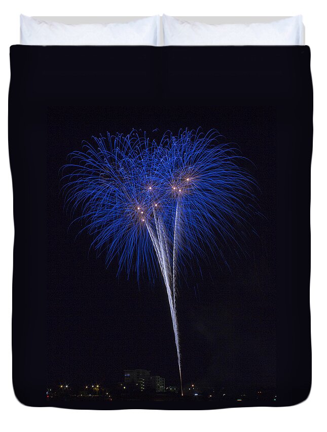 Fireworks Duvet Cover featuring the photograph Blue Flowers by Robert Caddy