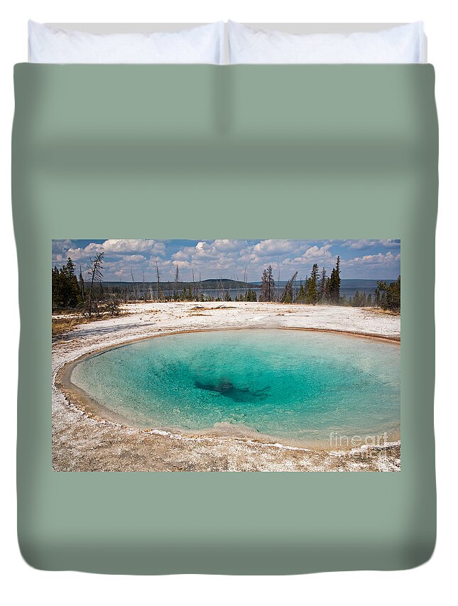 Autumn Duvet Cover featuring the photograph Blue Funnel Spring in West Thumb Geyser Basin by Fred Stearns