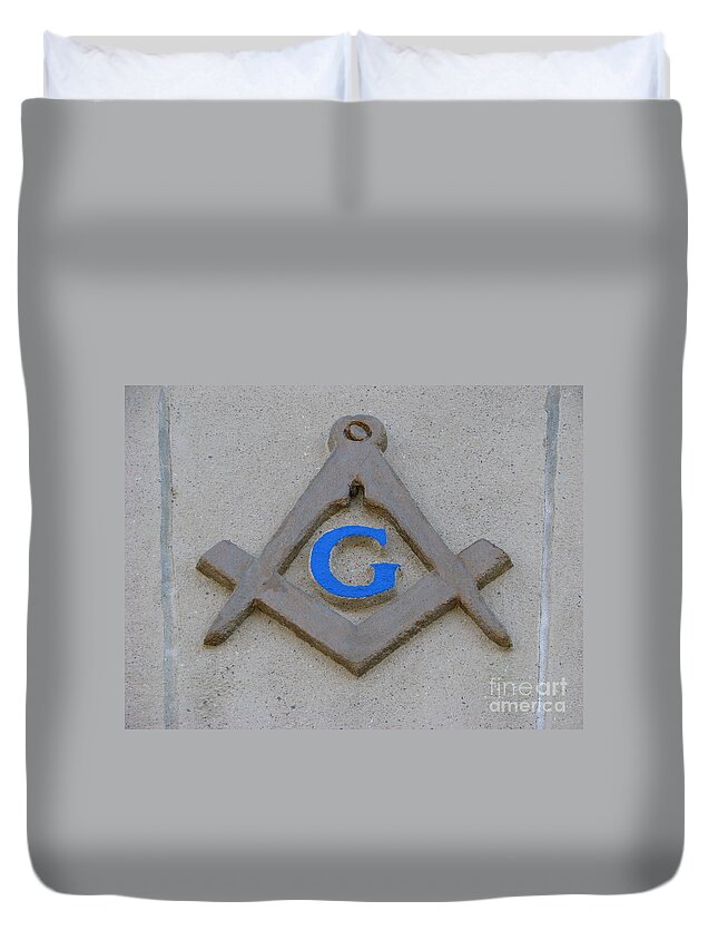 Masonic Temple Duvet Cover featuring the photograph Blue G by Michael Krek