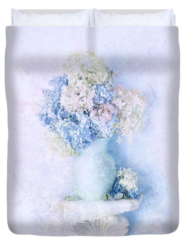 Hydrangea Duvet Cover featuring the photograph Blue Hydrangea by Theresa Tahara