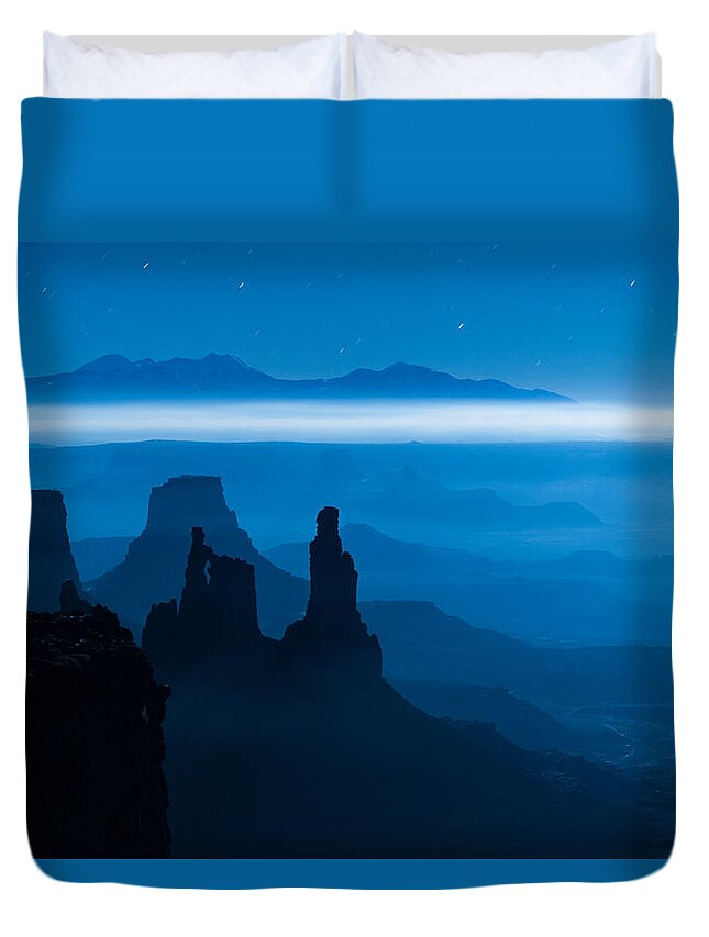 Utah Duvet Cover featuring the photograph Blue Moon Mesa by Dustin LeFevre