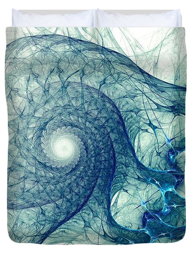 Malakhova Duvet Cover featuring the digital art Blue Octopus by Anastasiya Malakhova