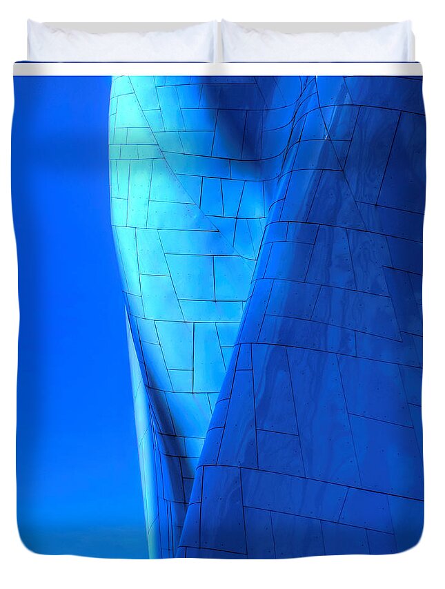 Abstract Duvet Cover featuring the photograph Blue on Blue cropped version by Chris Anderson