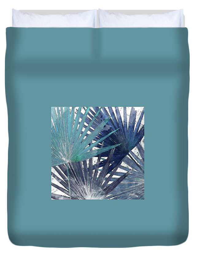 Blue Duvet Cover featuring the mixed media Blue Organic II by Patricia Pinto