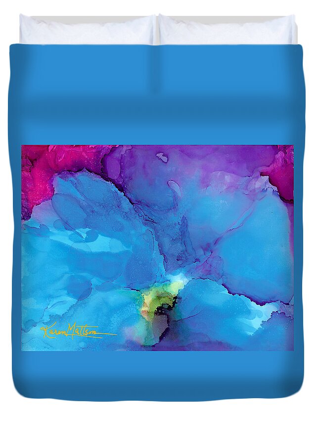 Blue Poppy Duvet Cover featuring the painting Blue Poppy by Karen Mattson