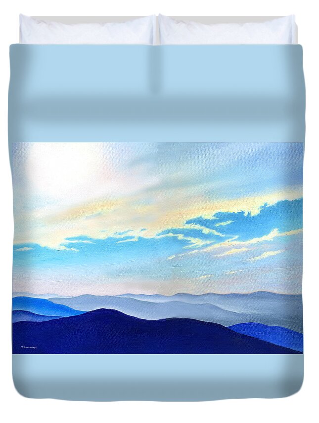Blue Ridge Duvet Cover featuring the painting Blue Ridge Blue Above by Catherine Twomey