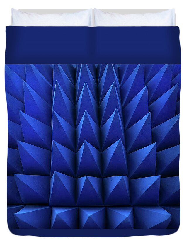 Shadow Duvet Cover featuring the photograph Blue Spikes Pattern by Liyao Xie