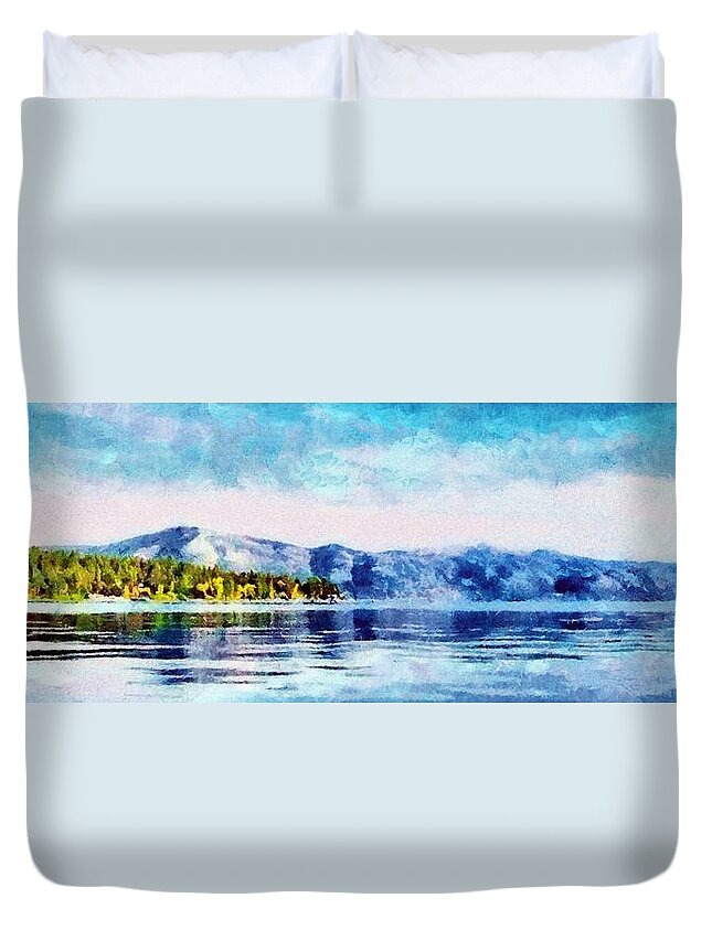 California Duvet Cover featuring the painting Blue Tahoe by Jeffrey Kolker