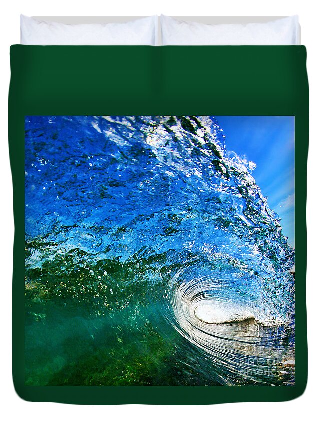 Ocean Duvet Cover featuring the photograph Blue Tube by Paul Topp
