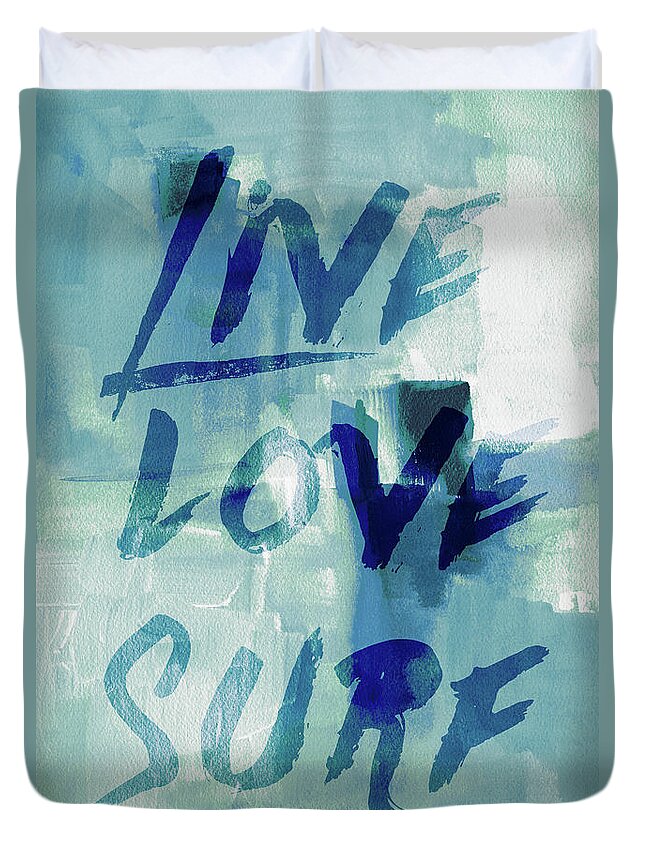 Blue Duvet Cover featuring the digital art Blue Waves II by Lanie Loreth