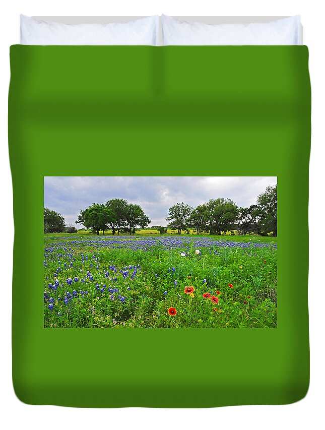 Wildflowers Duvet Cover featuring the photograph Bluebonnet Fields Forever by Lynn Bauer