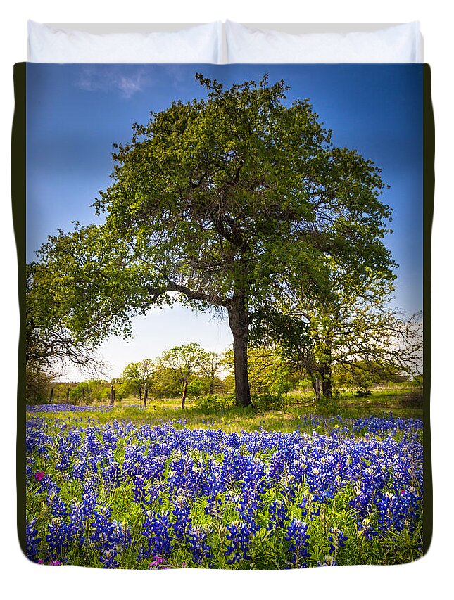 America Duvet Cover featuring the photograph Bluebonnet Meadow by Inge Johnsson