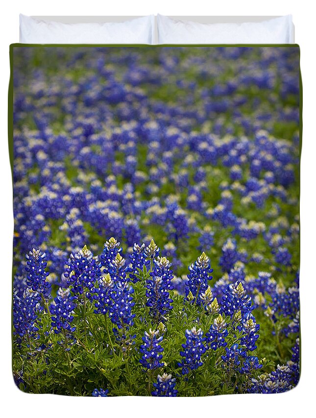 Texas Bluebonnet Duvet Cover featuring the photograph Bluebonnets Forever by Mark Alder