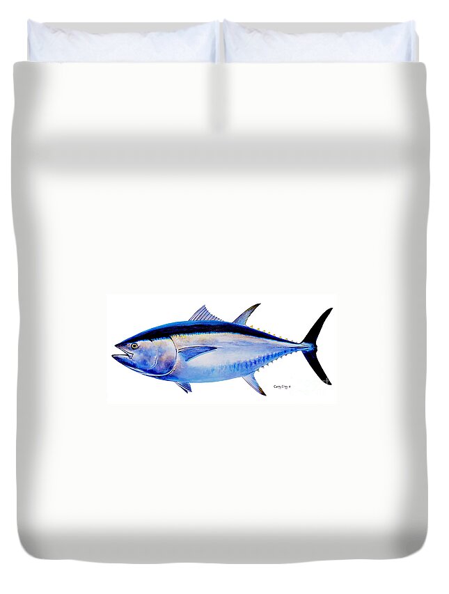 Bluefin Duvet Cover featuring the painting Bluefin tuna by Carey Chen