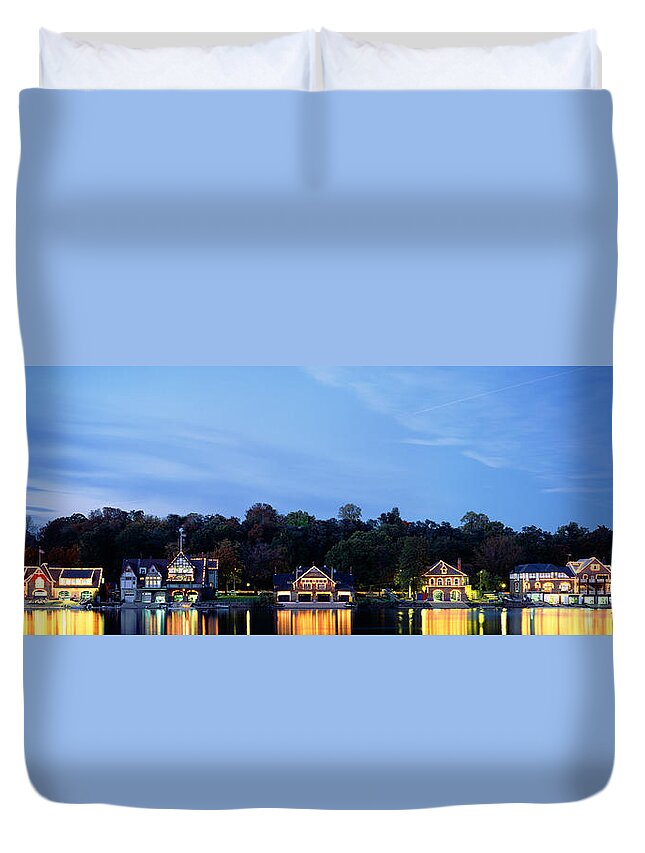 Photography Duvet Cover featuring the photograph Boathouse Row Philadelphia Pennsylvania by Panoramic Images