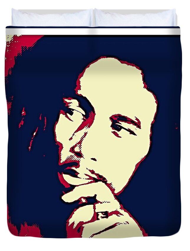Portrait Duvet Cover featuring the digital art Bob Marley by Dragica Micki Fortuna