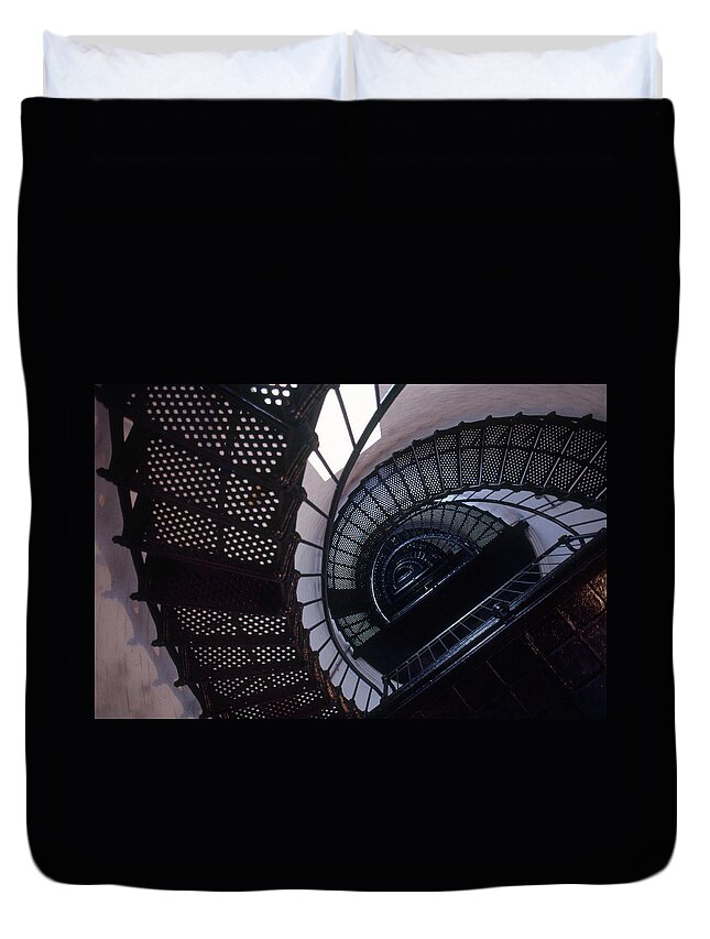 North Carolina Duvet Cover featuring the photograph Bodie Island Lighthouse Stairs by Bruce Roberts
