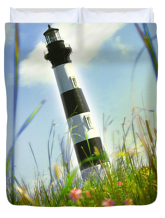 Lighthouse Duvet Cover featuring the photograph Bodie Light II by Mike McGlothlen