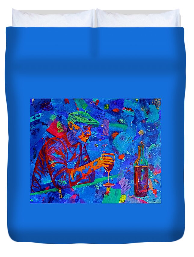 Abstract Duvet Cover featuring the painting Bordeaux by Nancy Jolley