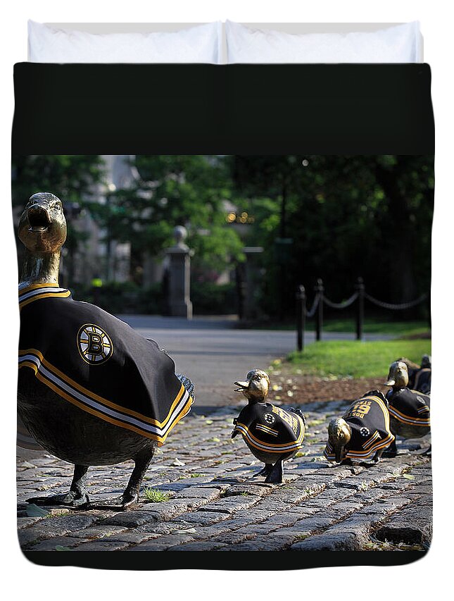 Bruins Duvet Cover featuring the photograph Boston Bruins Ducklings by Juergen Roth