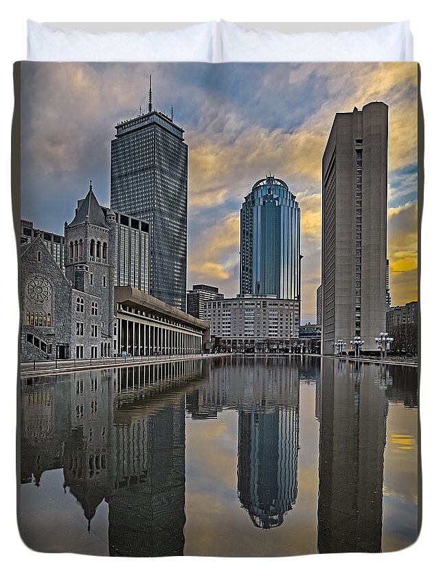 Boston Duvet Cover featuring the photograph Boston Reflections by Susan Candelario