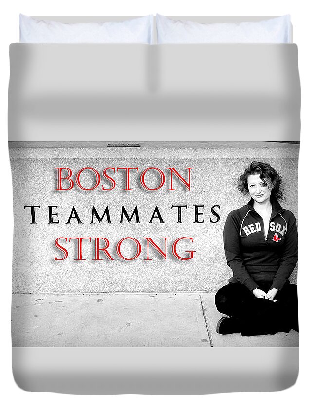 Boston Duvet Cover featuring the photograph Boston Strong by Greg Fortier