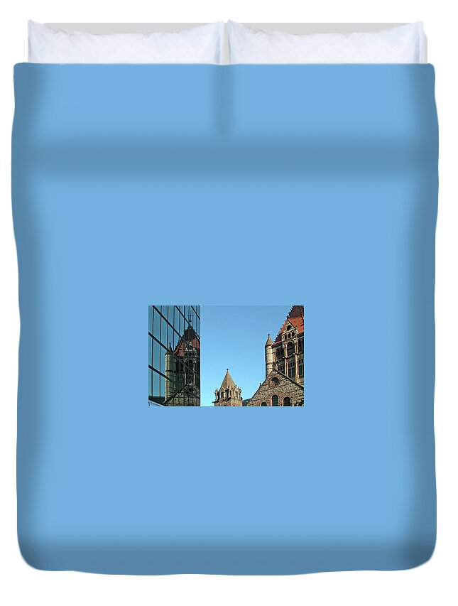 Architecture Duvet Cover featuring the photograph Boston Unity Reflected 2853 by Guy Whiteley