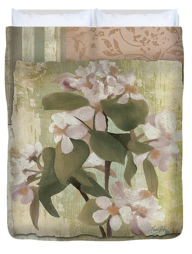 Botanical Duvet Cover featuring the digital art Botanical Blossom by Elizabeth Medley