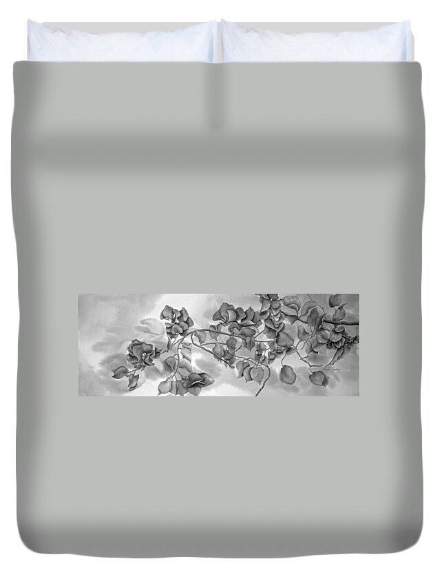 Bougainvillea Duvet Cover featuring the painting Bougainvillea in Contrast by Heather Gallup
