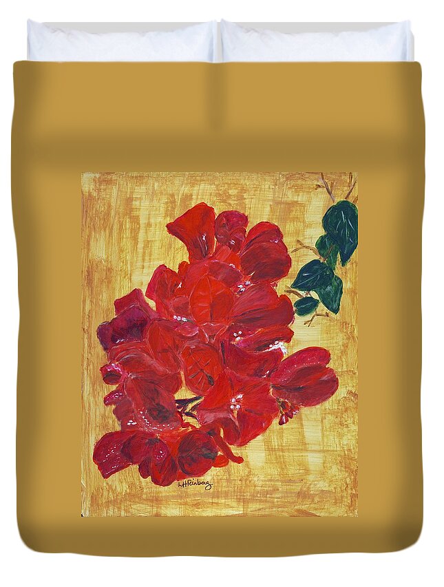 Flowers Duvet Cover featuring the painting Bougainvillea by Linda Feinberg
