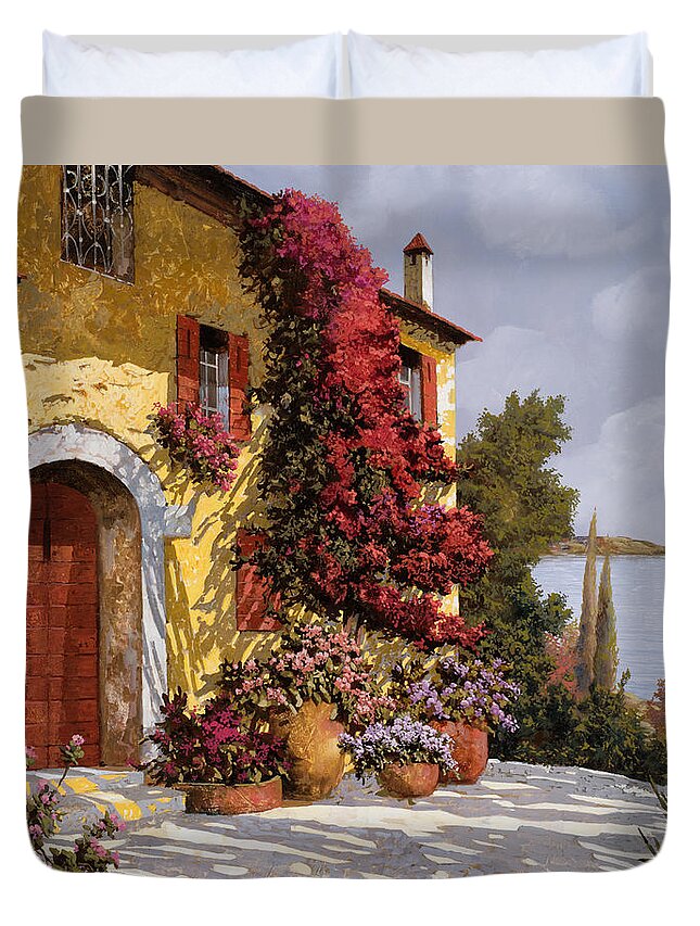 Bouganville Duvet Cover featuring the painting Bouganville by Guido Borelli