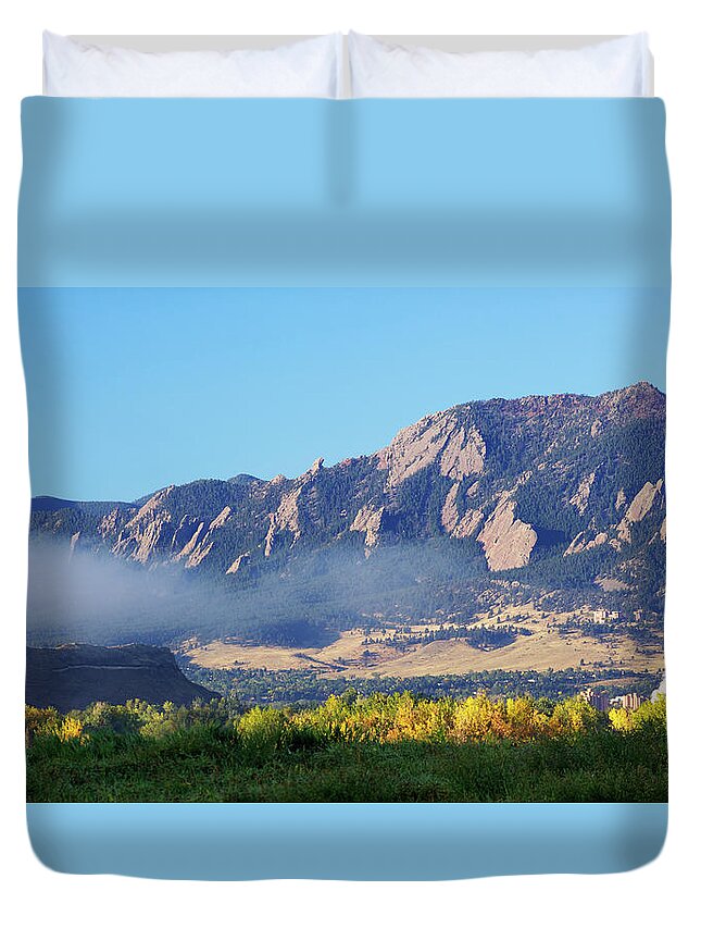 Scenics Duvet Cover featuring the photograph Boulder Colorado Flatirons In Fall by Beklaus