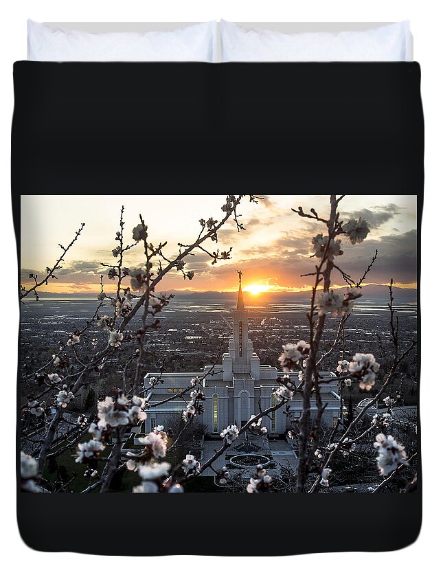 Bountiful Temple Duvet Cover featuring the photograph Bountiful Spring by Emily Dickey