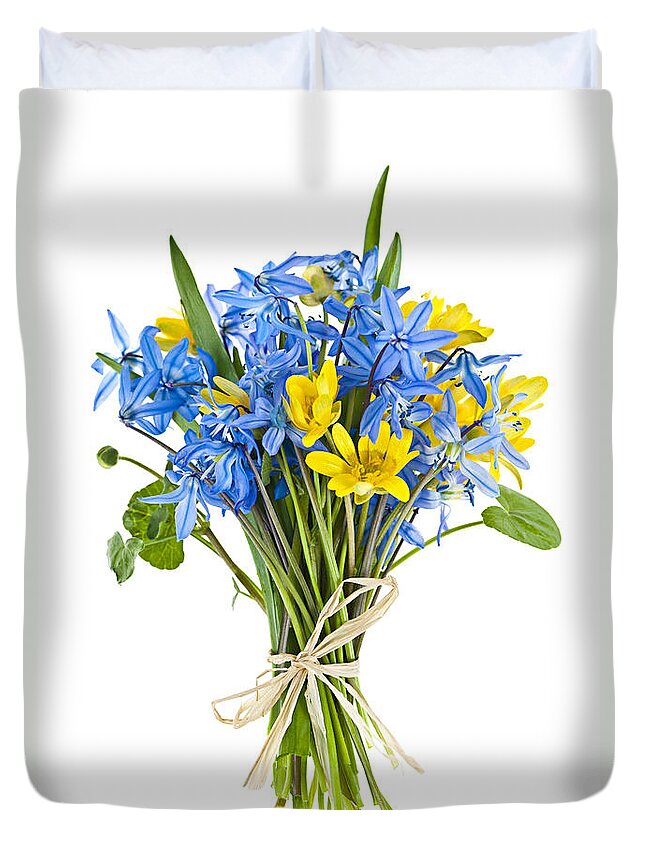 Flowers Duvet Cover featuring the photograph Bouquet of fresh spring flowers by Elena Elisseeva
