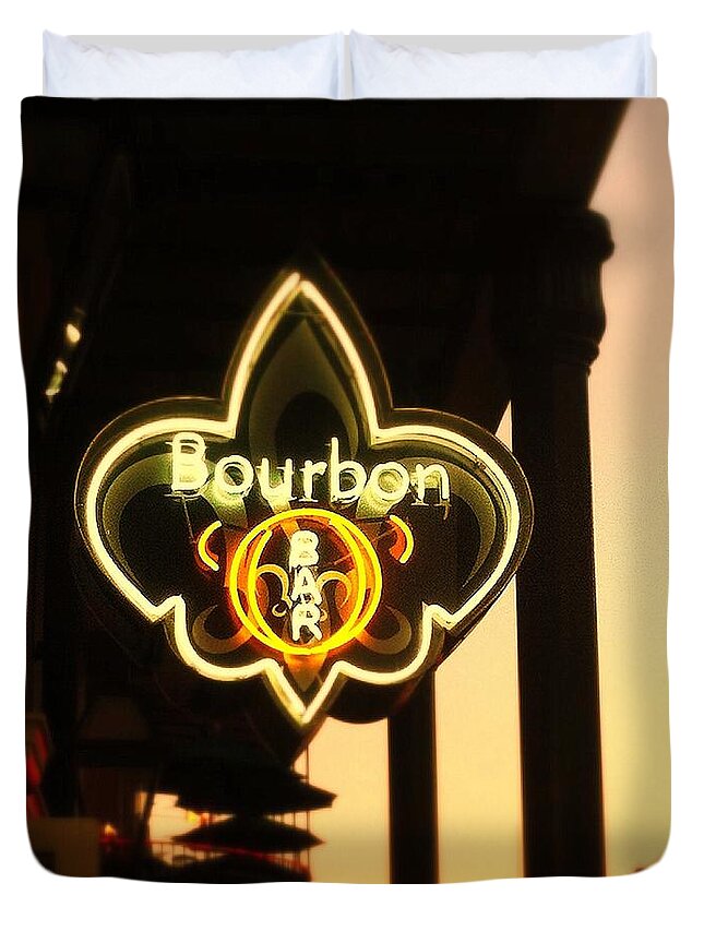 New.orleans Duvet Cover featuring the photograph Bourbon Street Bar New Orleans by Saundra Myles