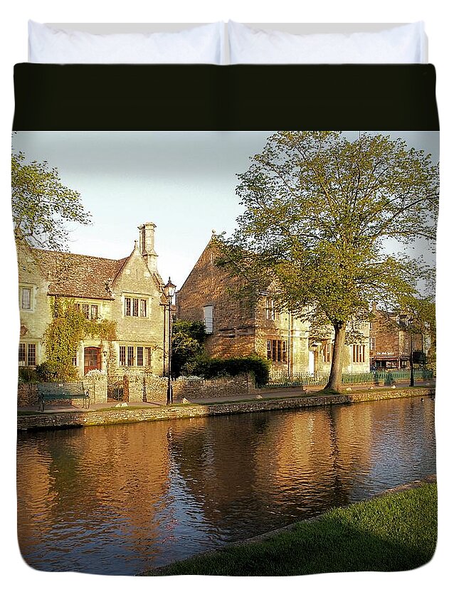 River Duvet Cover featuring the photograph Bourton on the Water by Ron Harpham