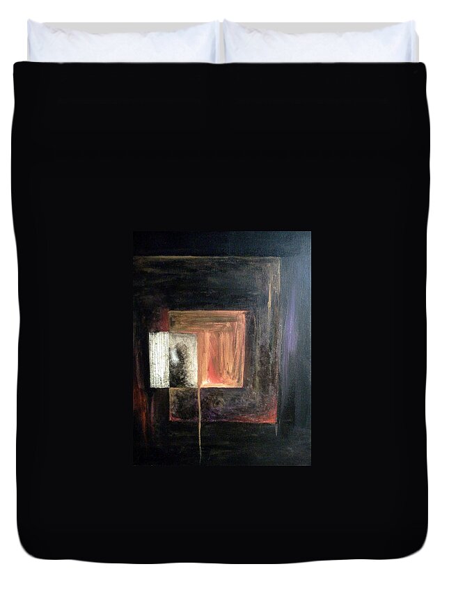 Abstract Duvet Cover featuring the painting Box by Pamela Henry