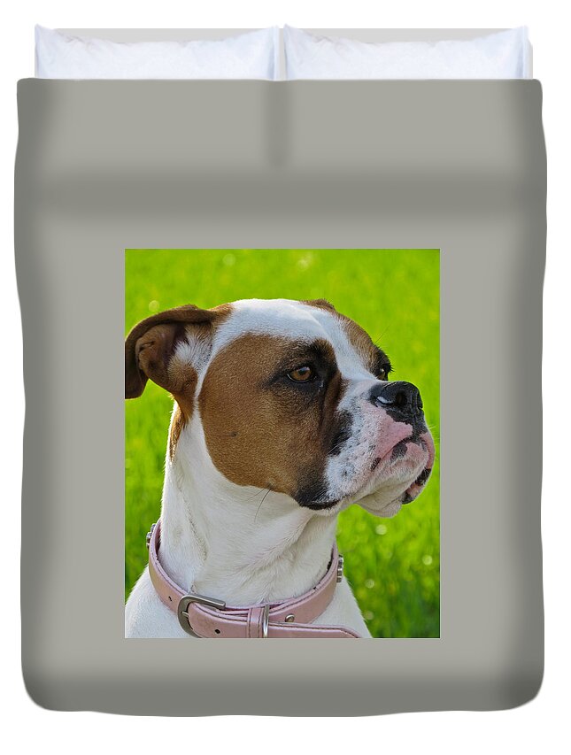 Dog Duvet Cover featuring the photograph Boxer Babe by Ella Kaye Dickey