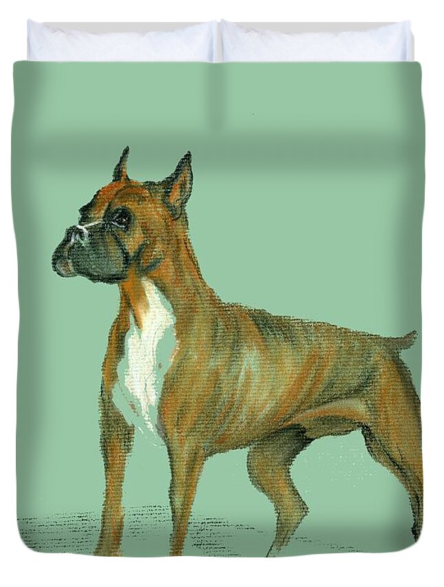 Dog Duvet Cover featuring the pastel Boxer by Terry Frederick