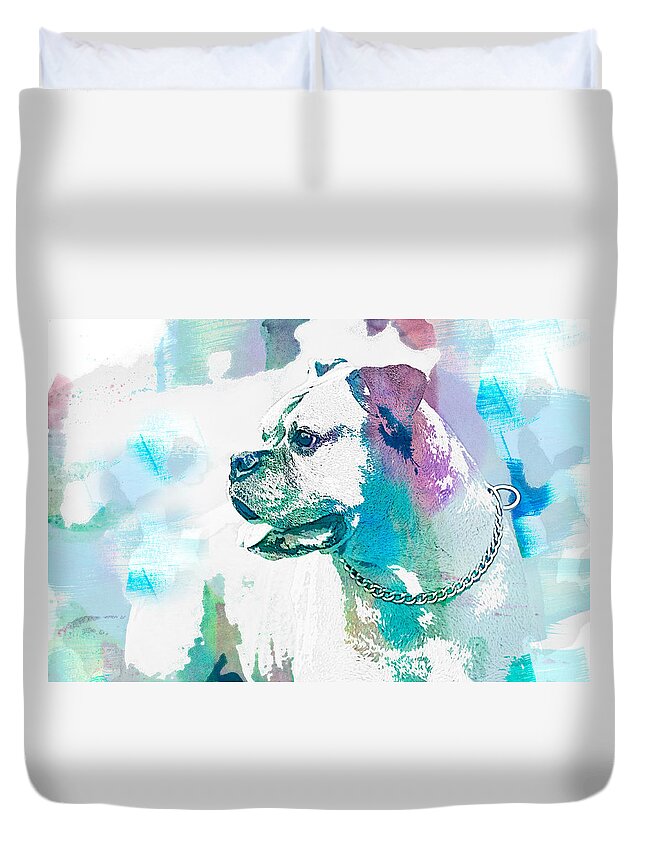 Portrait Duvet Cover featuring the photograph Boxer-WC by Joye Ardyn Durham