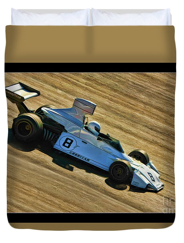 Brabham Bt42 F1 Martini Duvet Cover featuring the photograph Brabham BT42 F1 Martini by Blake Richards