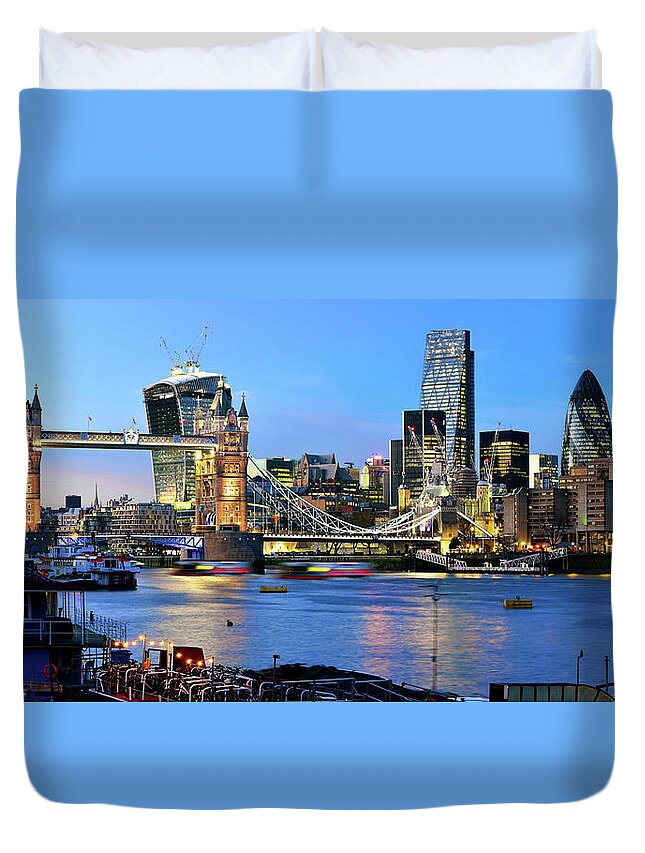 Panoramic Duvet Cover featuring the photograph Brand New Skyline Of City Of London by Vladimir Zakharov