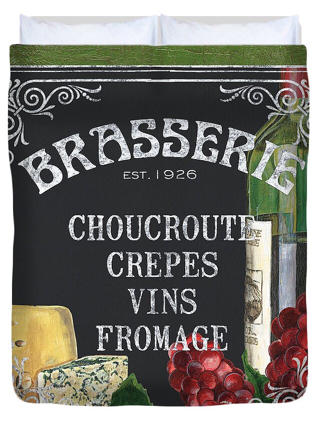 Bistro Duvet Cover featuring the painting Brasserie Paris by Debbie DeWitt