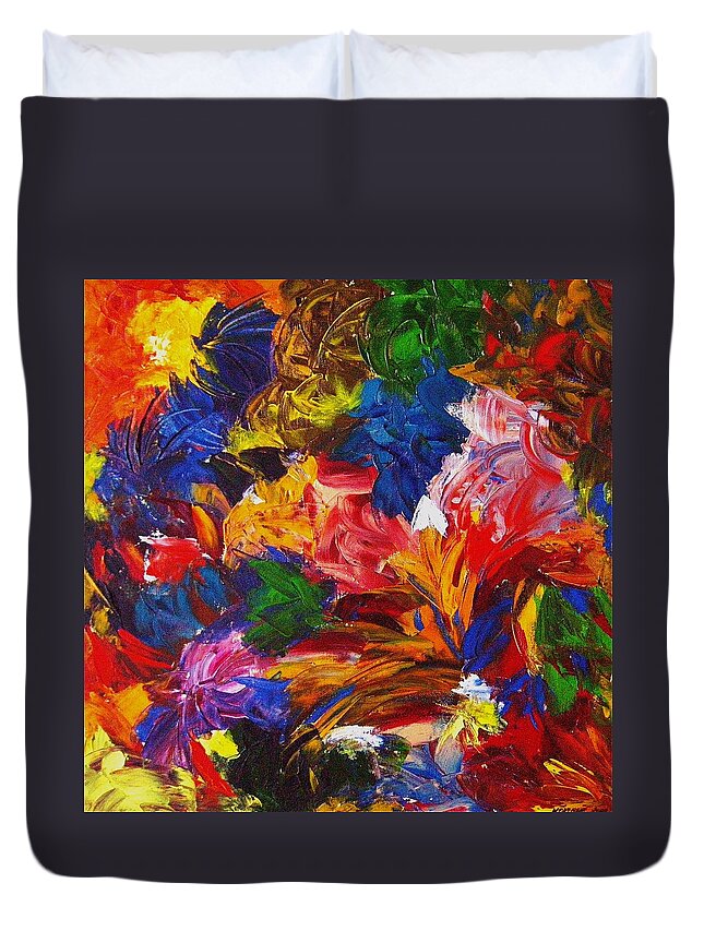 Canvas Prints Duvet Cover featuring the painting Brazilian Carnival by Monique Wegmueller