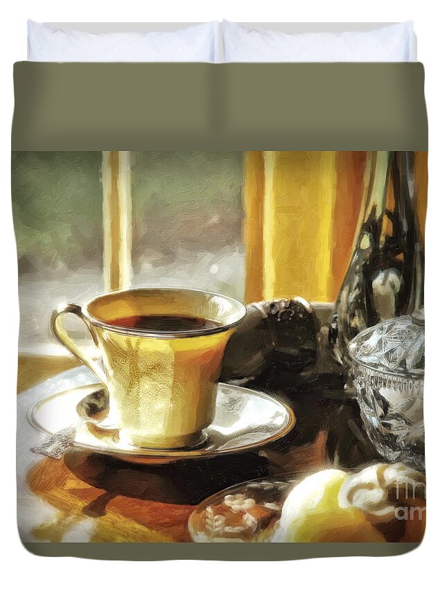 Still Life Duvet Cover featuring the photograph Breakfast Is Ready by Lois Bryan