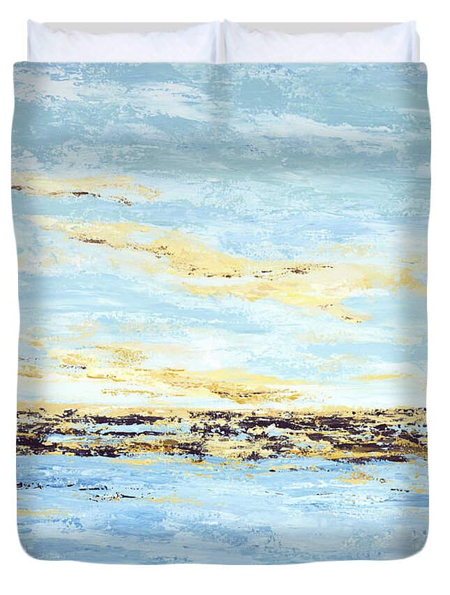 Costal Duvet Cover featuring the painting Breakwater II by Tamara Nelson