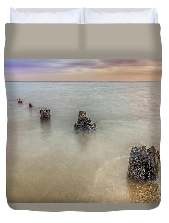 Lake Michigan Duvet Cover featuring the photograph Breakwater by Peter Lakomy