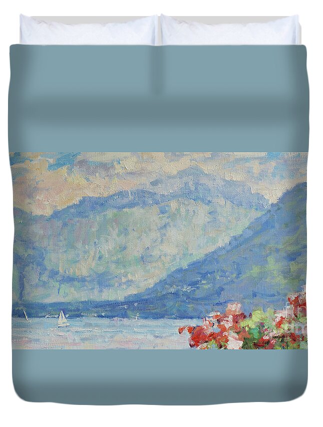 Fresia Duvet Cover featuring the painting A Breezy Afternoon by Jerry Fresia